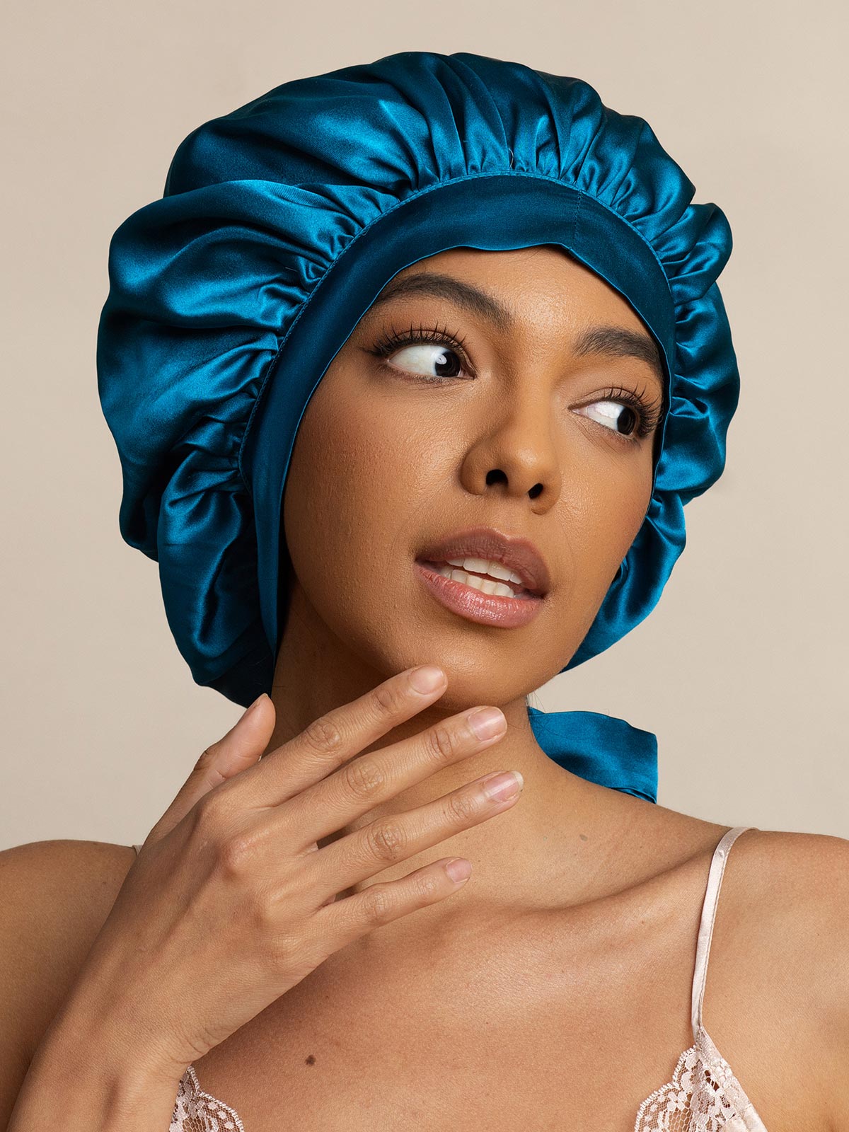 SilkSilky-UK Pure Silk Sleep Cap Teal 002