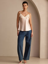 [Pink] SilkSilky-UK Spaghetti Strap V Neck Camisole 006