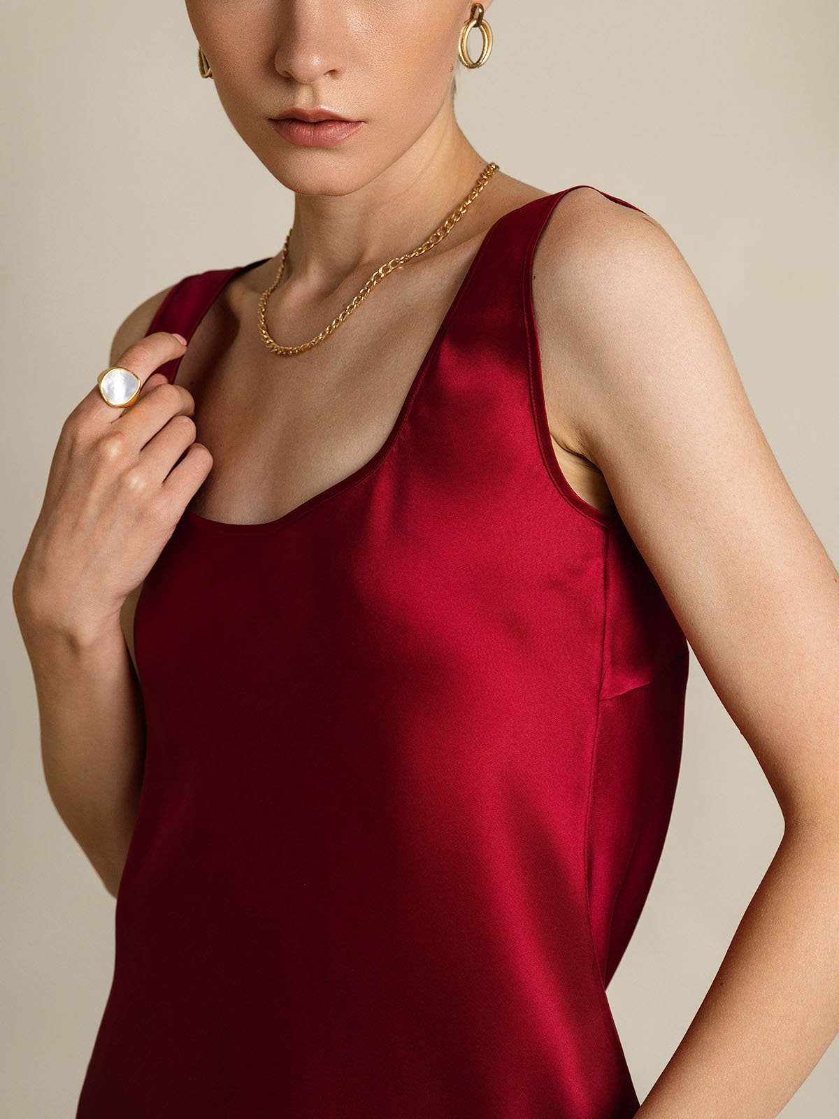 [Wine] SilkSilky-UK 19Momme Silk U Neck Camisole 008