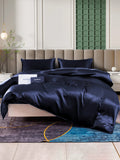 SilkSilky UK 25Momme Pure Silk Bedding Set DarkBlue 001