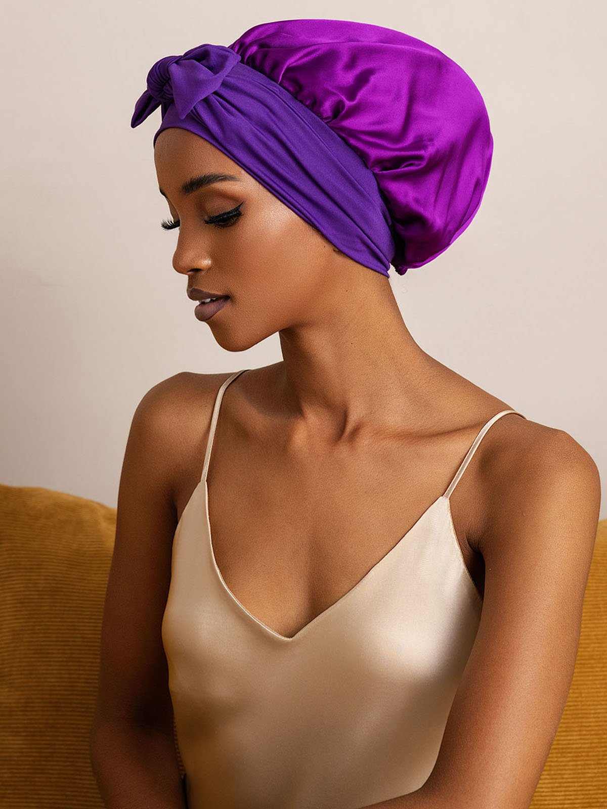 [Purple] SilkSilky-UK Pure Silk Sleep Cap 002