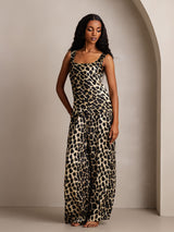 [Leopard] SilkSilky-UK Pure Silk Boat Neck Camisole Set 001,