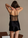 SilkSilky-UK Pure Silk V Neck Camisole Set Black 002