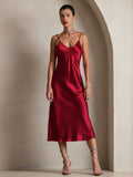 SilkSilky-UK Pure Silk Sleeveless Round Neck Dress Wine 003