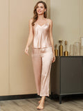 SilkSilky UK Pure Silk Sleeveless V Neck Women's Pyjamas Champagne 001