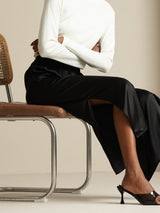 [Black] SilkSilky-UK 19Momme Silk Split Women's Pants 007,