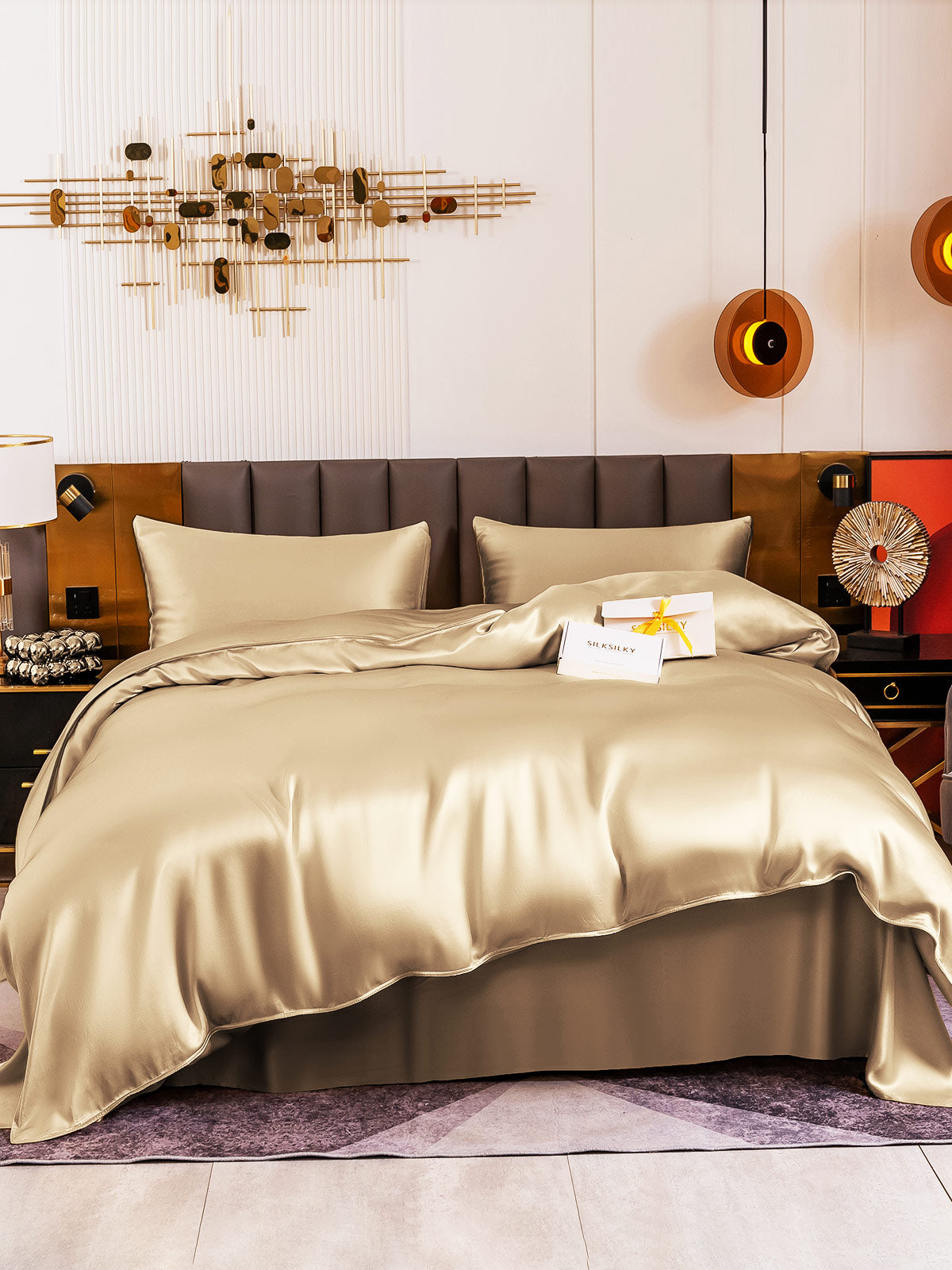 [Beige] SilkSilky-UK 19Momme Pure Silk Bedding Set 002