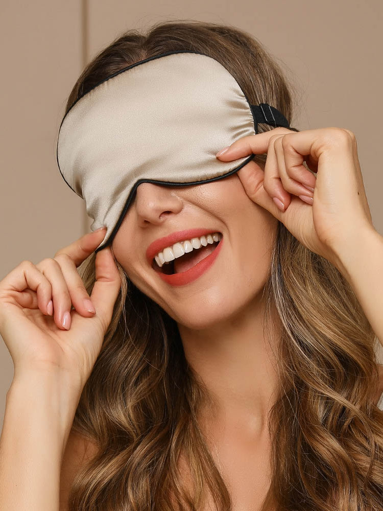 [Beige] SilkSilky-UK 19Momme Pure Silk Eye Mask 001