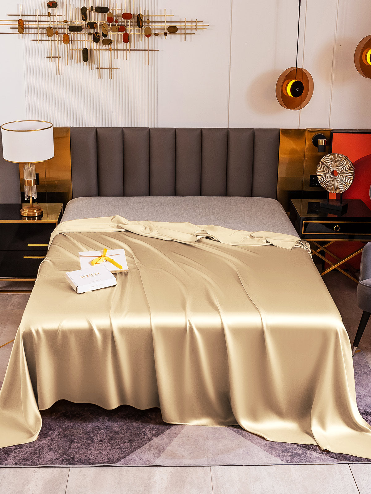 [Beige] SilkSilky-UK 19Momme Pure Silk Sheet 002