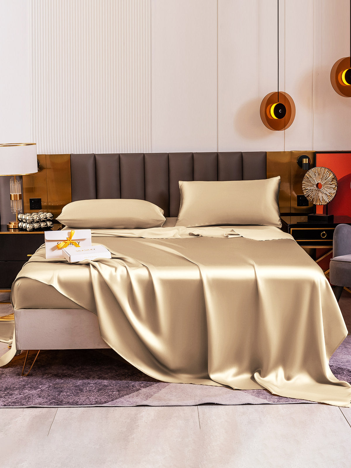 [Beige] SilkSilky-UK 19Momme Pure Silk Sheet 002