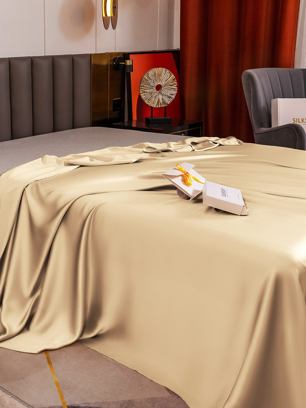 [Beige] SilkSilky-UK 19Momme Pure Silk Sheet 003