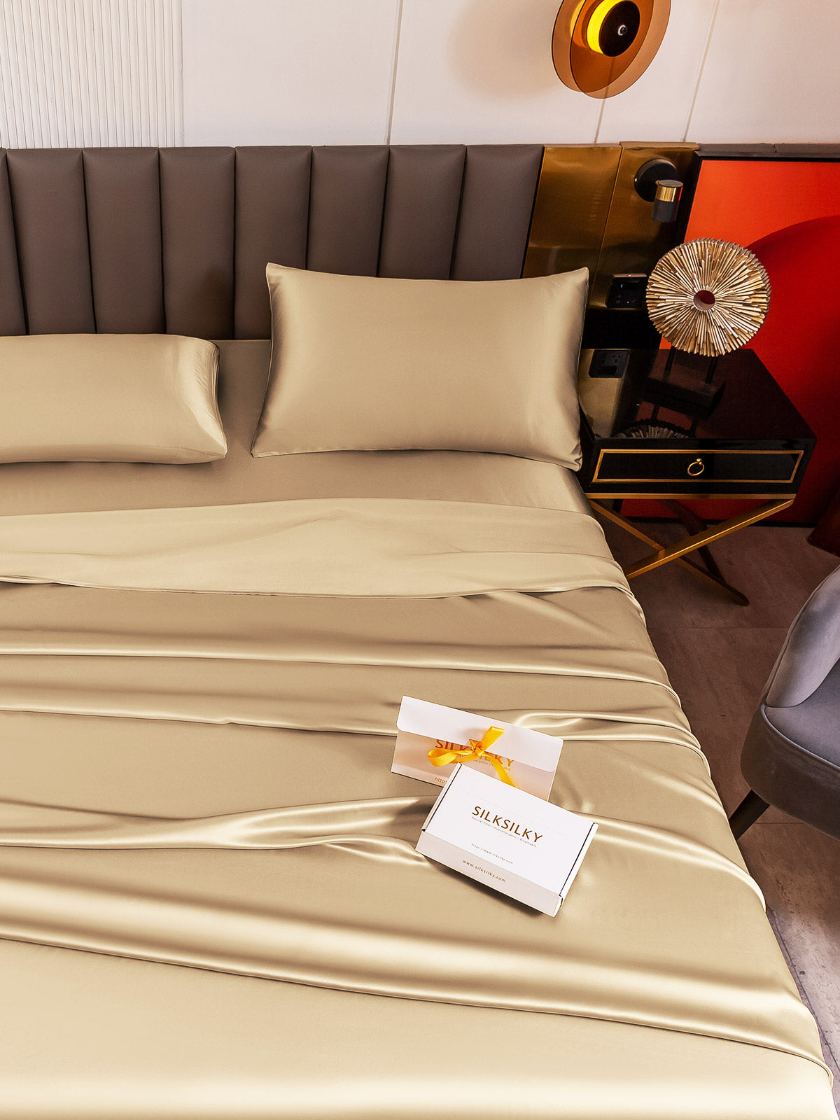 [Beige] SilkSilky-UK 19Momme Pure Silk Sheet 003