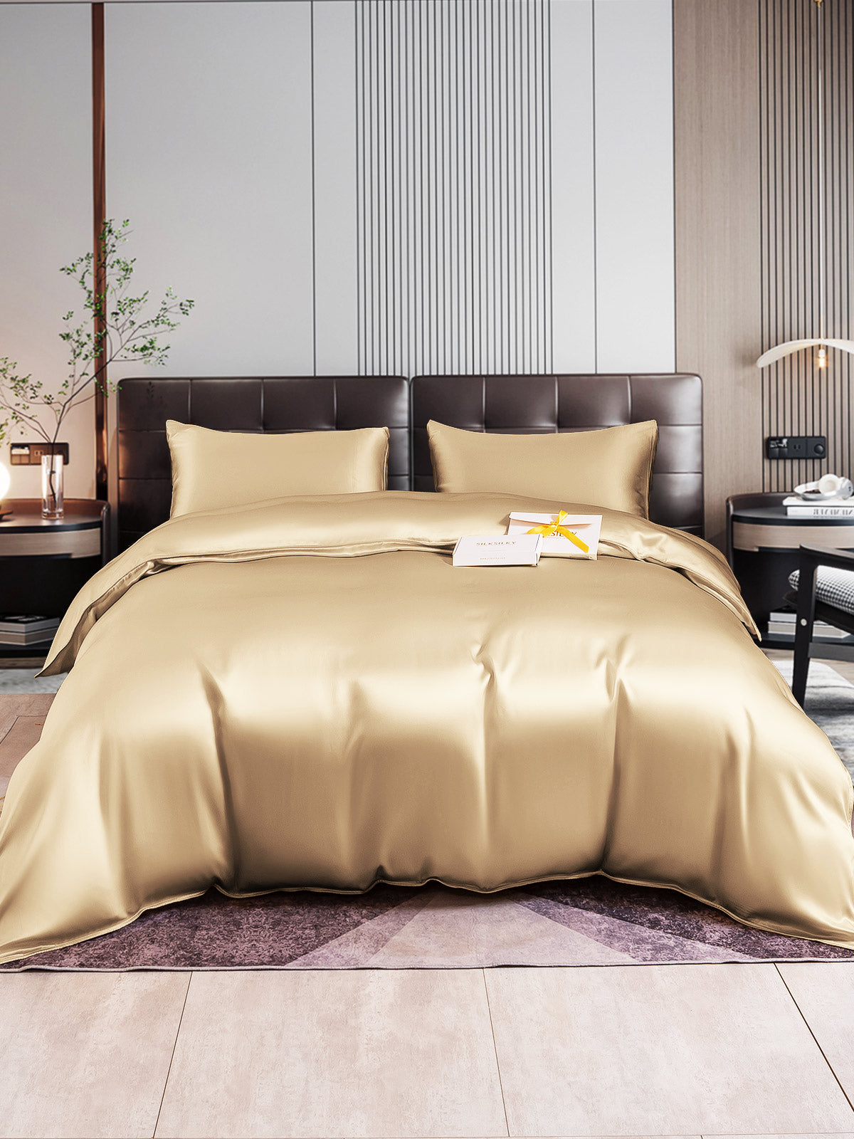 [Beige] SilkSilky-UK 22Momme Pure Silk Bedding Set 001