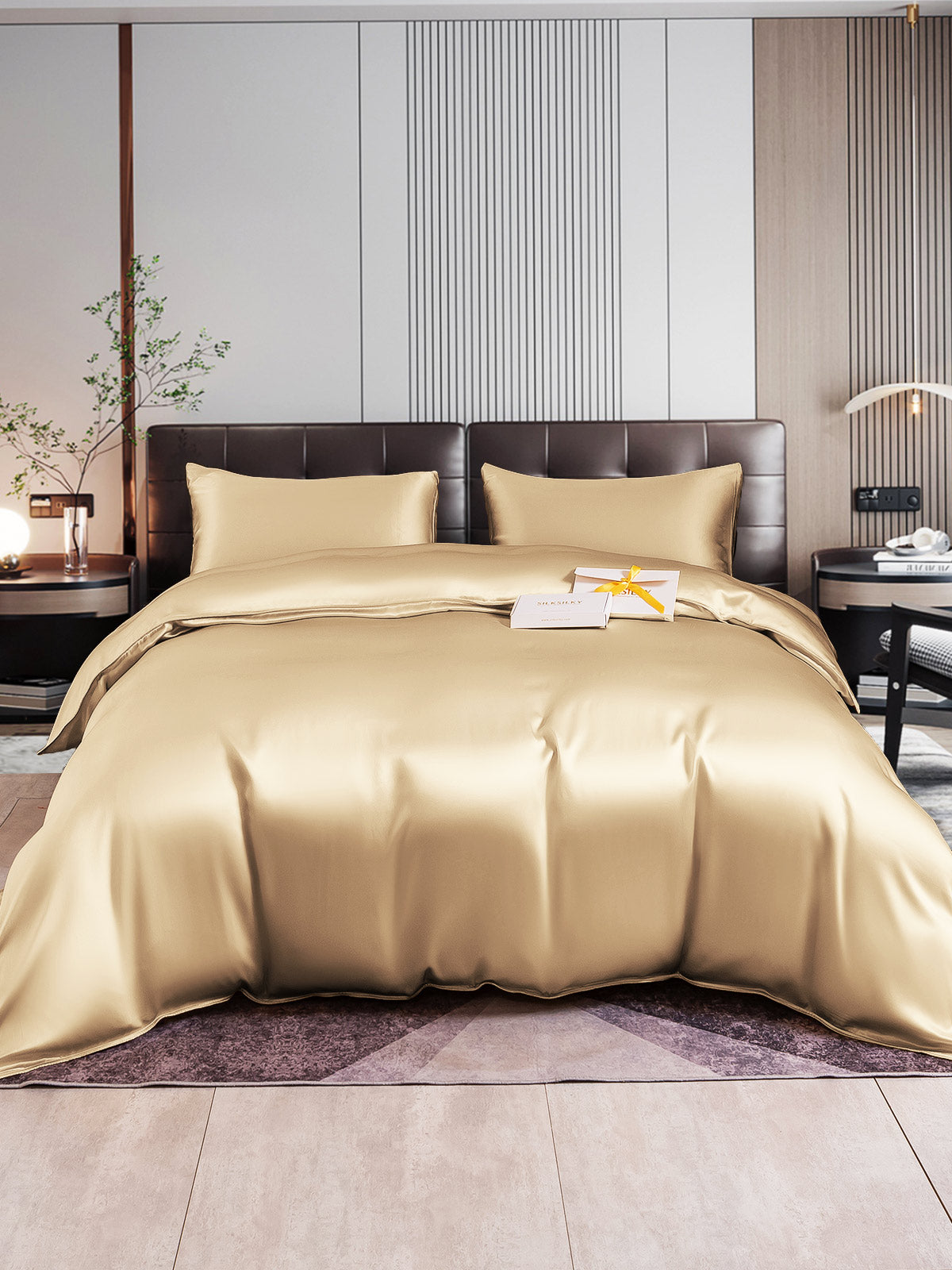 [Beige] SilkSilky-UK 22Momme Pure Silk Bedding Set 002