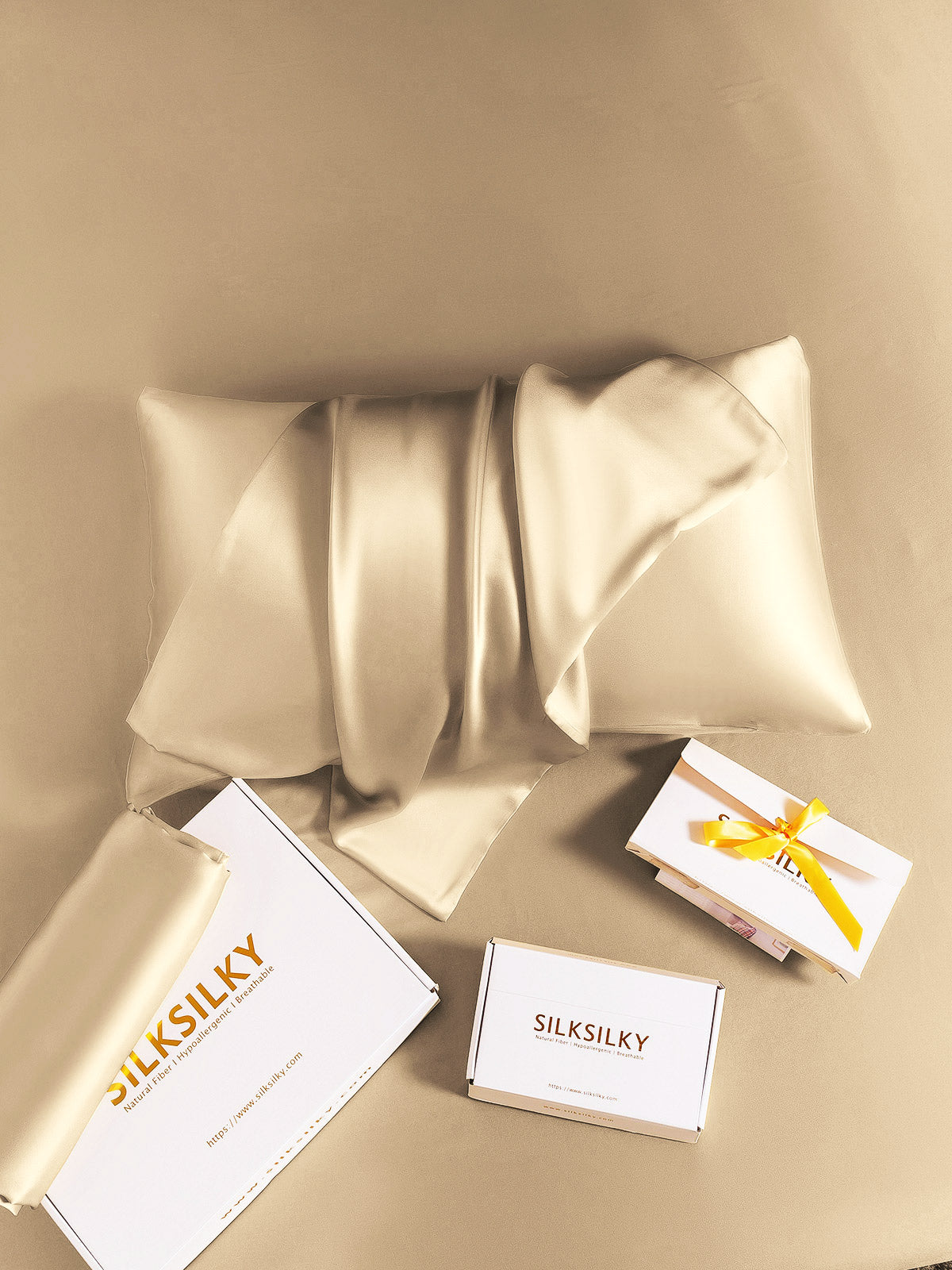 [Beige] SilkSilky-UK 22Momme Pure Silk Pillowcase 006