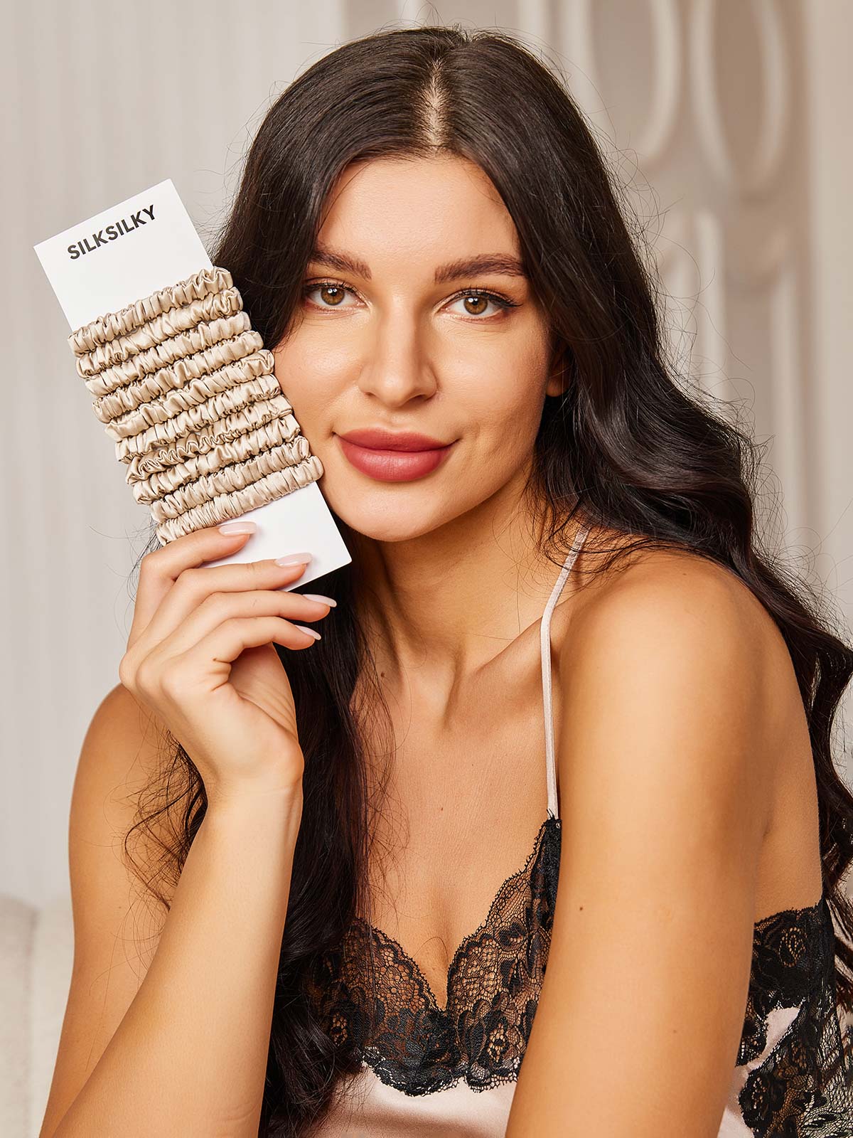 [Beige] SilkSilky-UK 19Momme Scrunchie 002