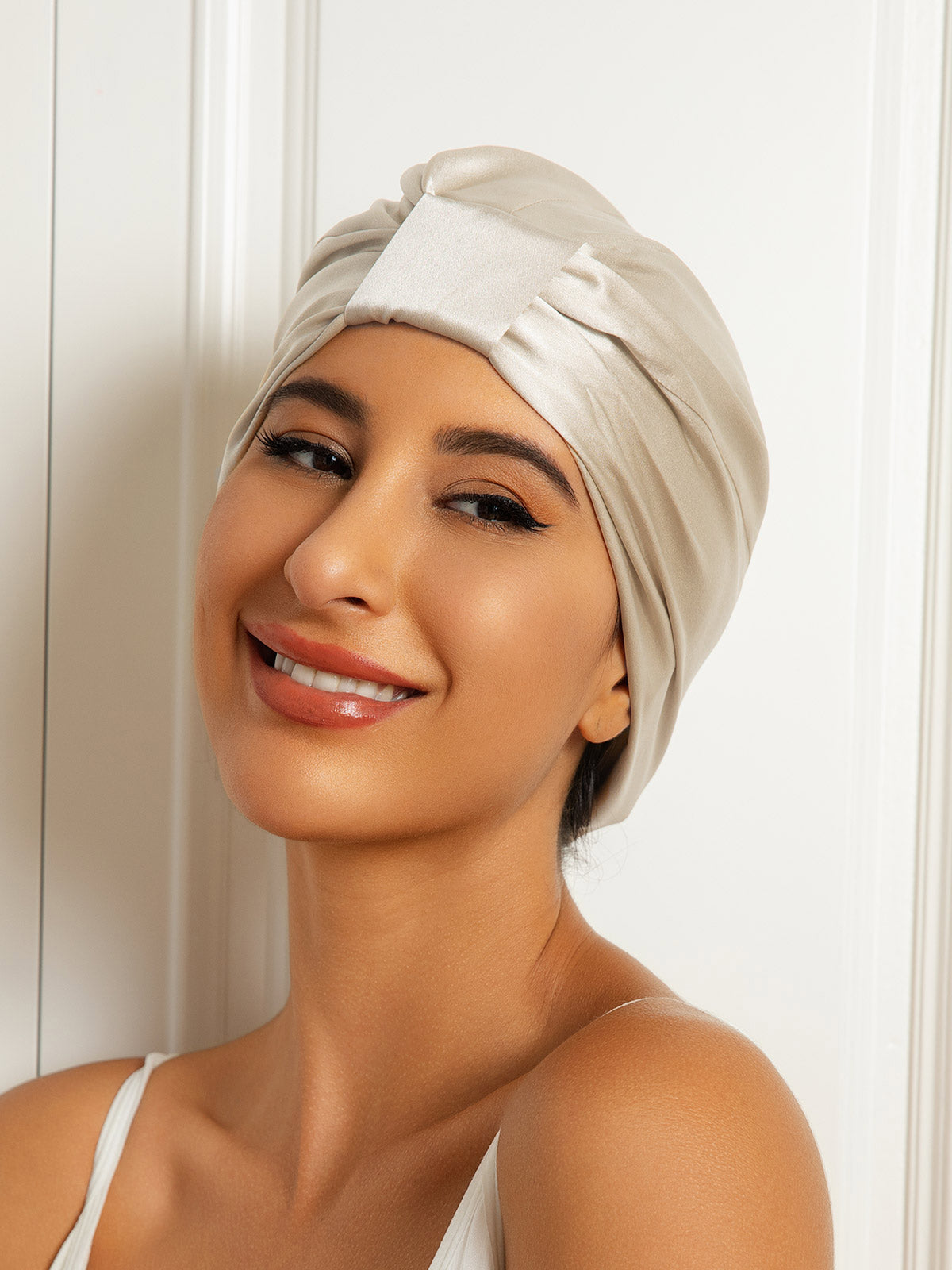 [Beige] SilkSilky-UK Sleep Cap 002