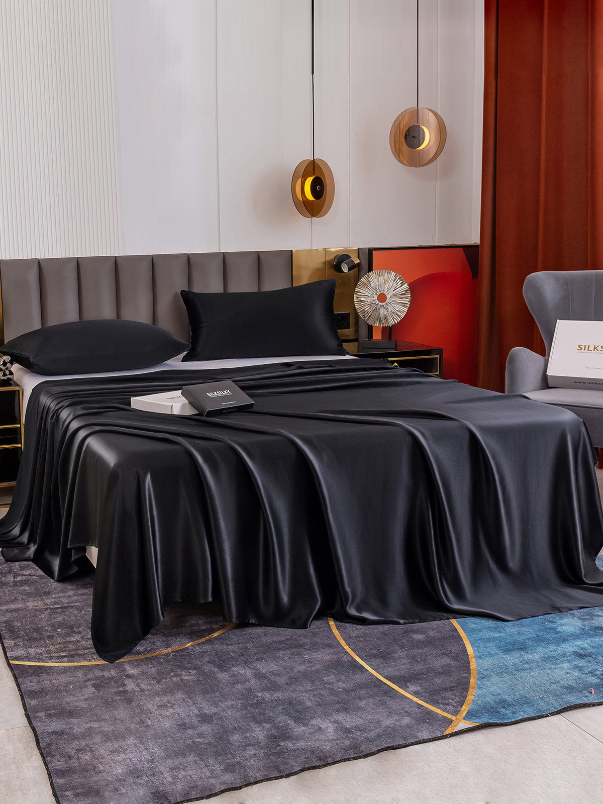 [Black] SilkSilky-UK 19Momme Pure Silk Bedding Set 003