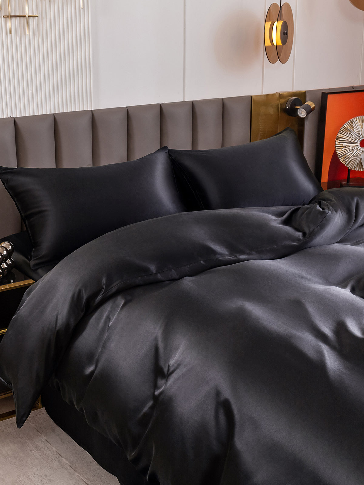 [Black] SilkSilky-UK 19Momme Pure Silk Bedding Set 003