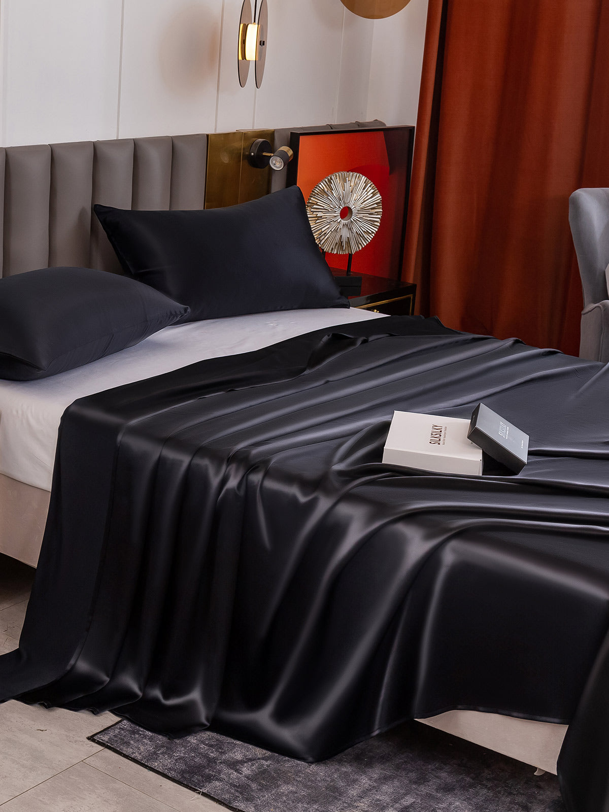[Black] SilkSilky-UK 19Momme Pure Silk Bedding Set 004