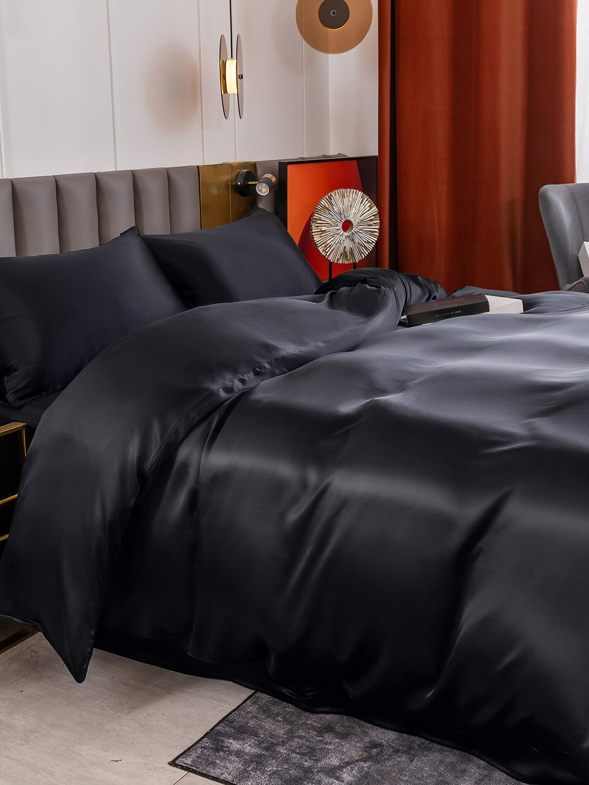 [Black] SilkSilky-UK 19Momme Pure Silk Bedding Set 004