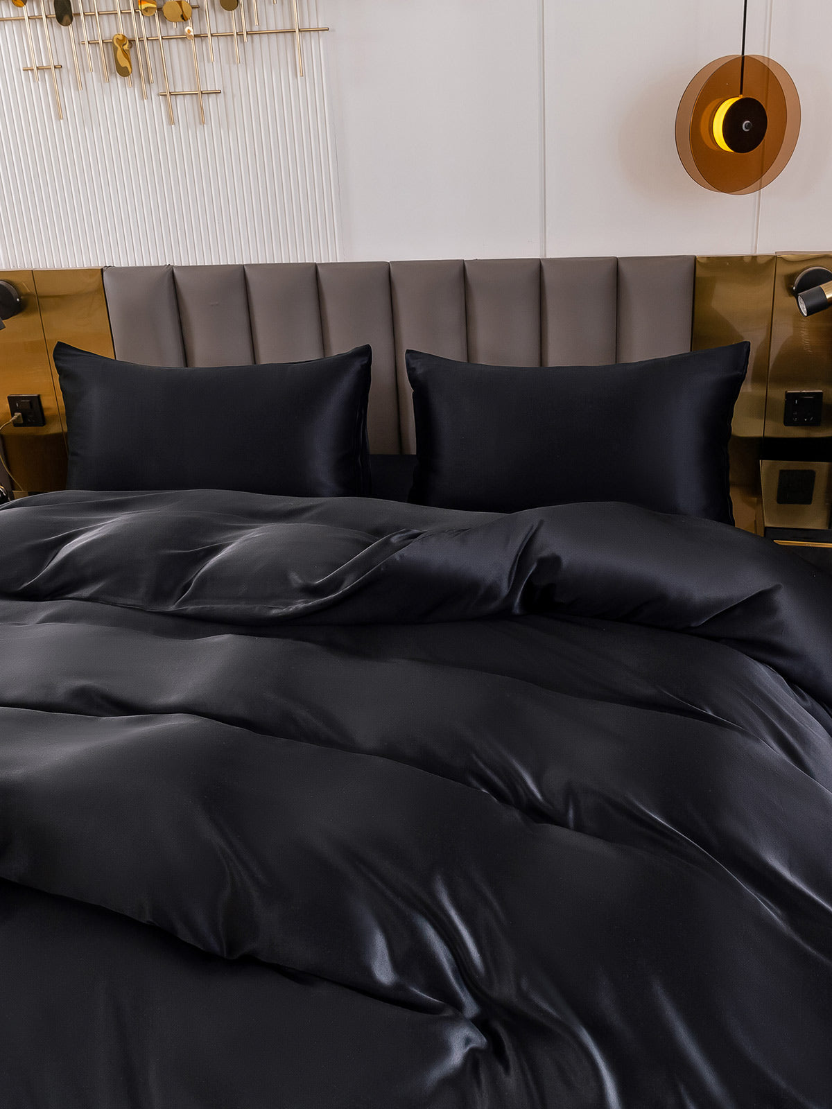 [Black] SilkSilky-UK 19Momme Pure Silk Bedding Set 005