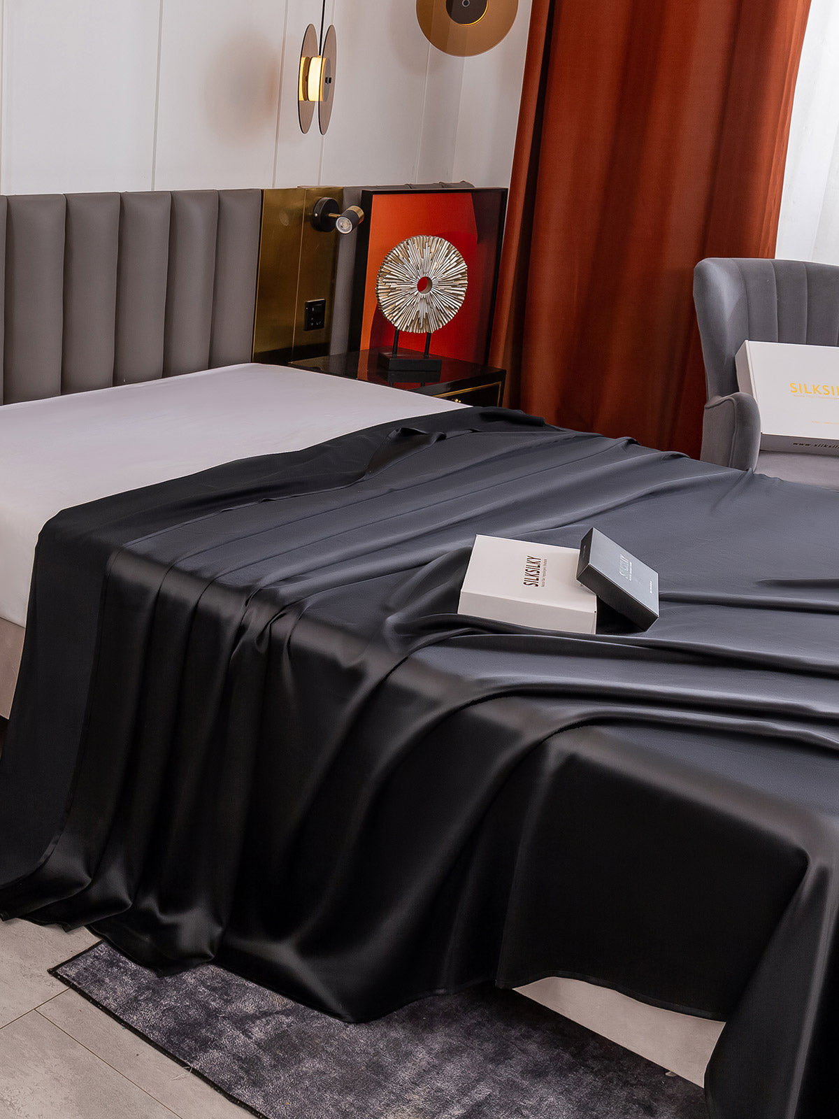 [Black] SilkSilky-UK 19Momme Pure Silk Sheet 003