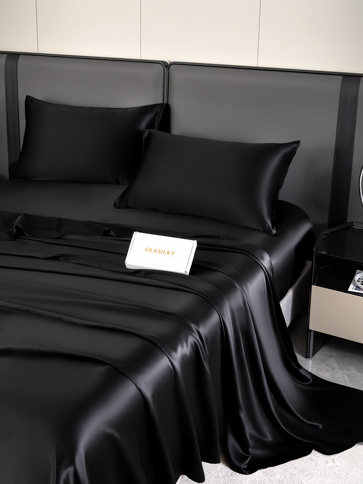 [Black] SilkSilky-UK 19Momme Pure Silk Sheet 003