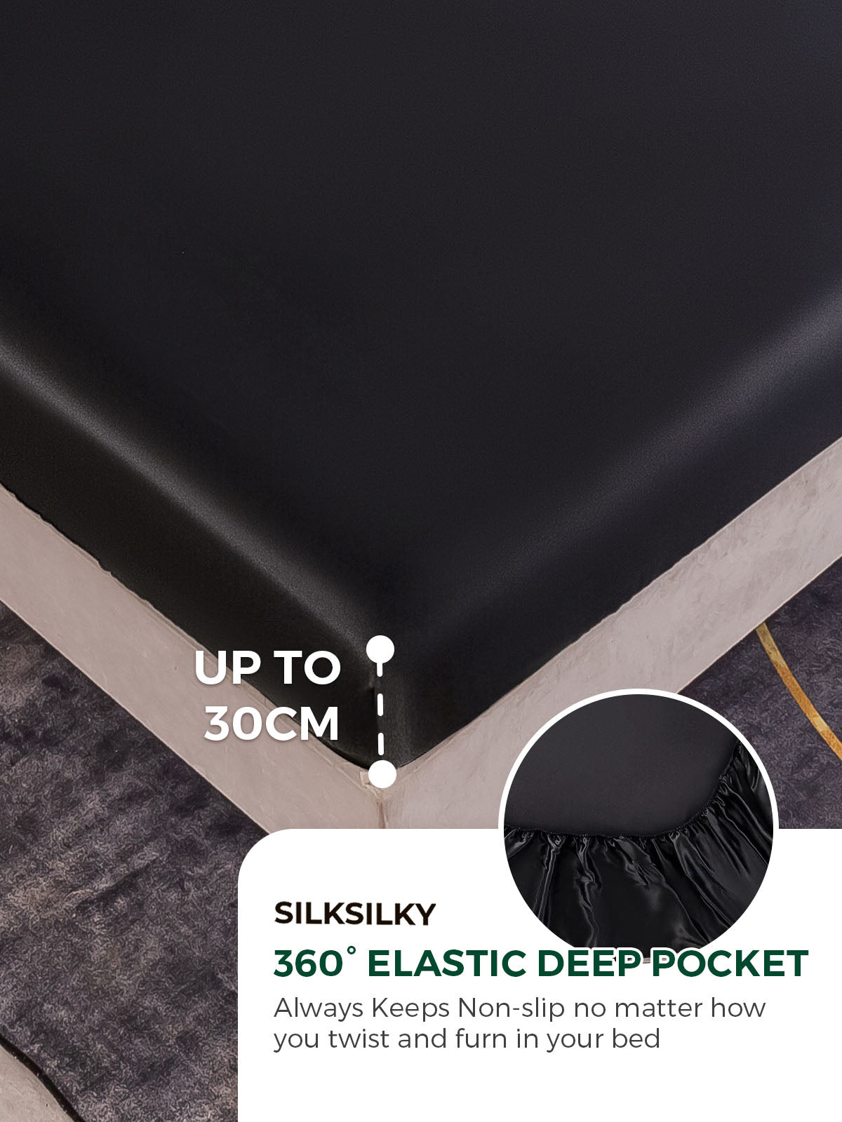 [Black] SilkSilky-UK 19Momme Pure Silk Sheet 004
