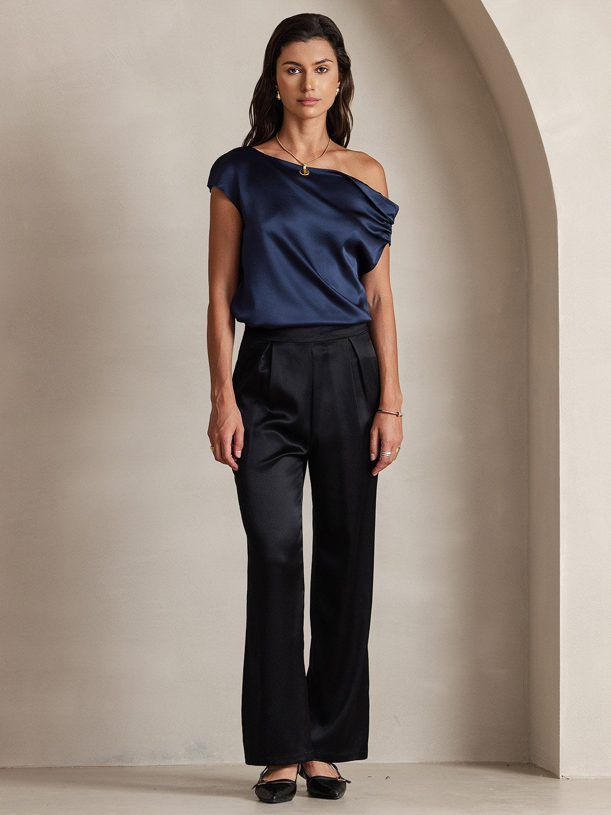 [Black] SilkSilky-UK 19Momme Silk Womens Pants 001