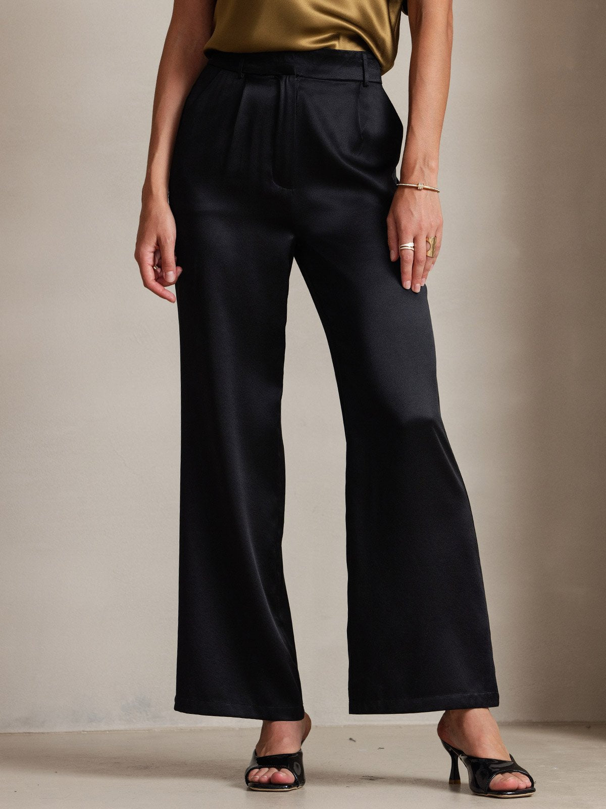 [Black] SilkSilky-UK 19Momme Silk Womens Pants 001