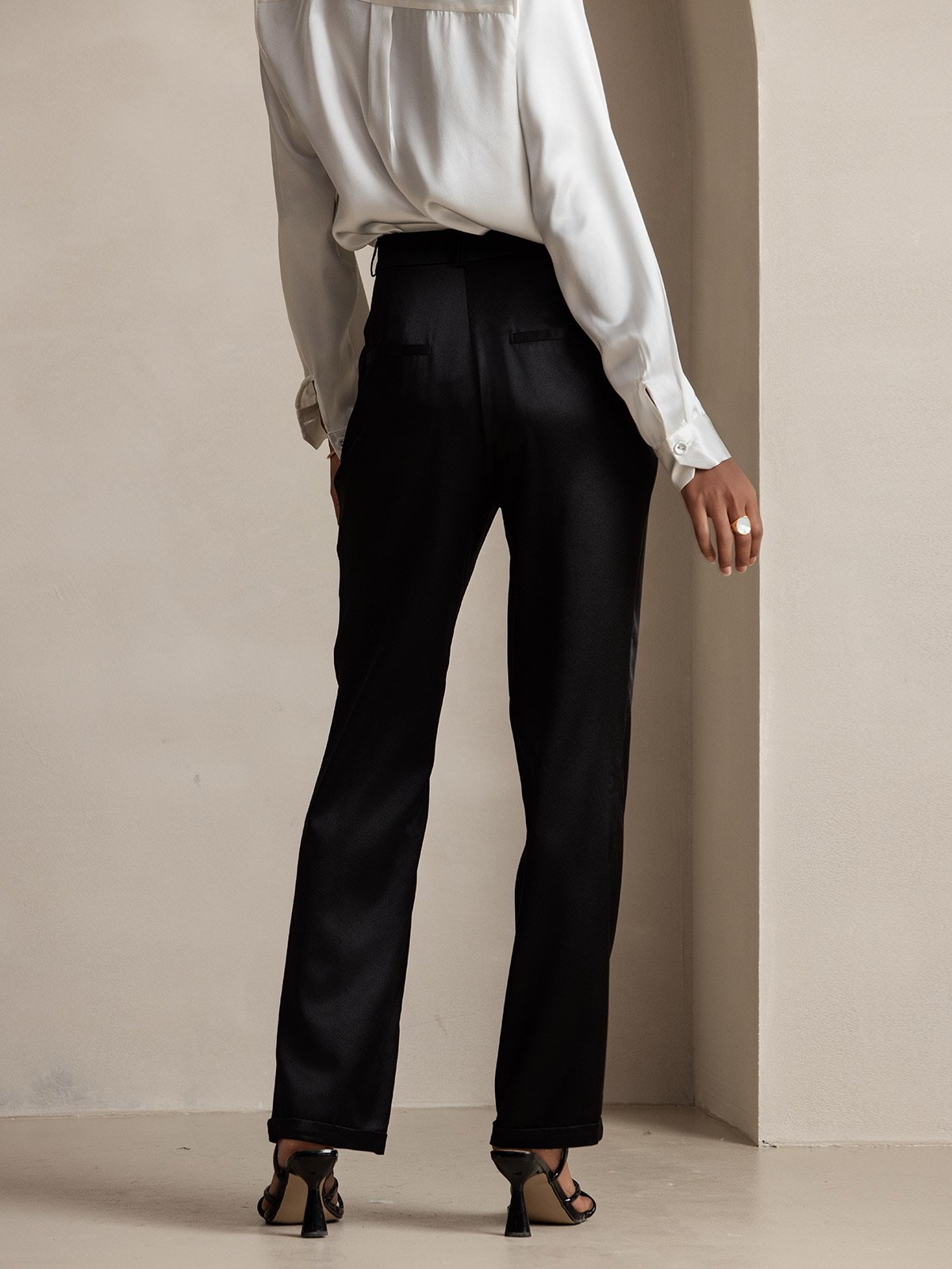 [Black] SilkSilky-UK 19Momme Silk Womens Pants 002