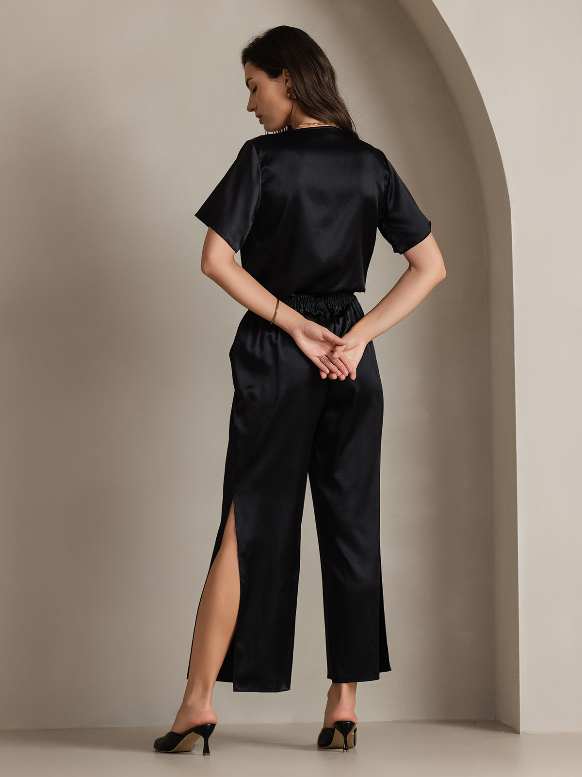 [Black] SilkSilky-UK 19Momme Silk Womens Pants 002