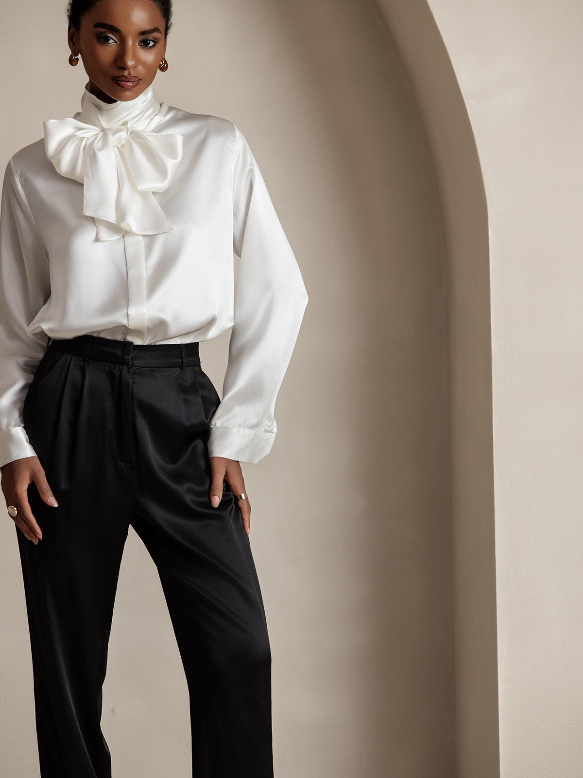 [Black] SilkSilky-UK 19Momme Silk Womens Pants 003