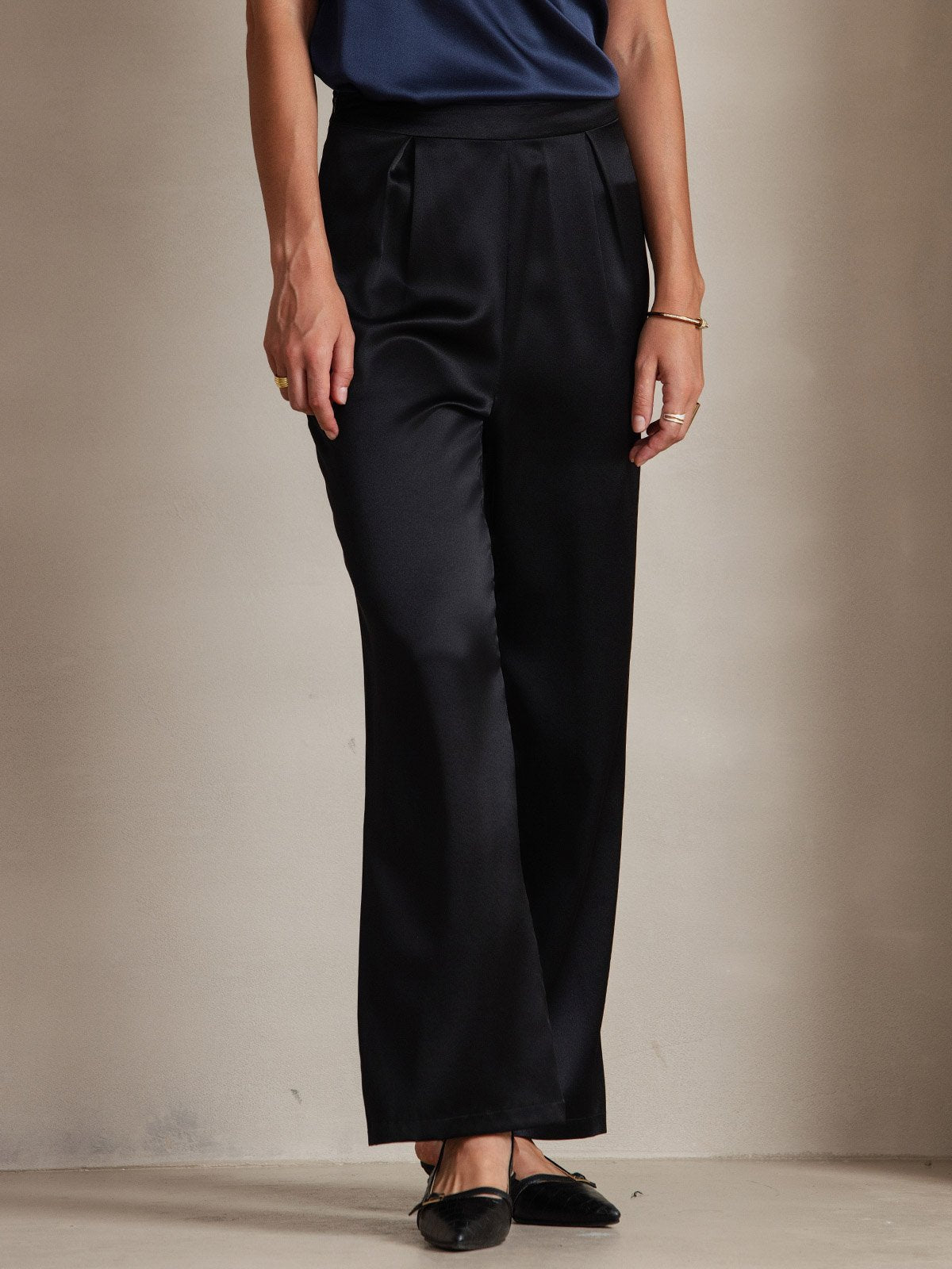 [Black] SilkSilky-UK 19Momme Silk Womens Pants 003