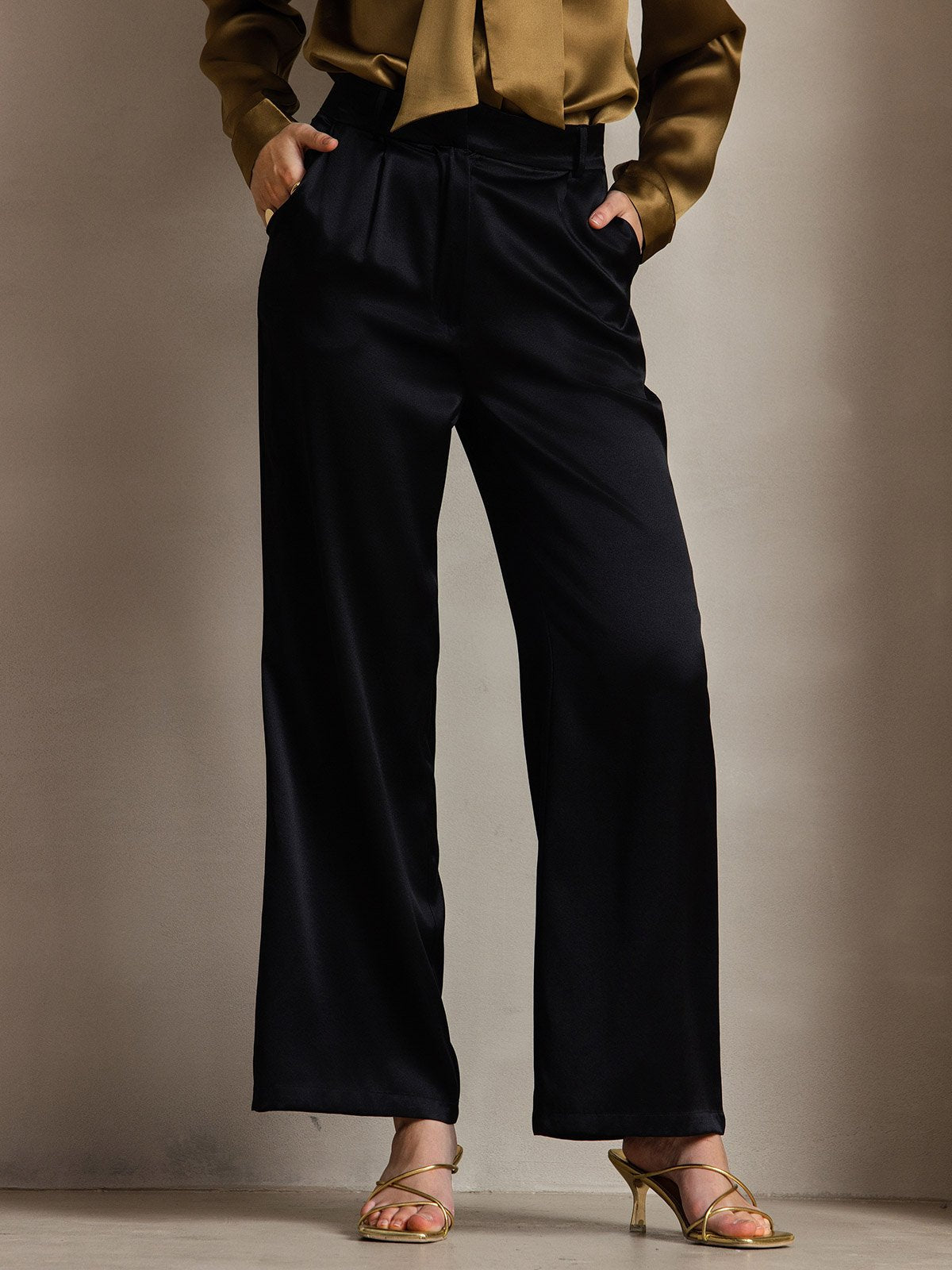 [Black] SilkSilky-UK 19Momme Silk Womens Pants 003