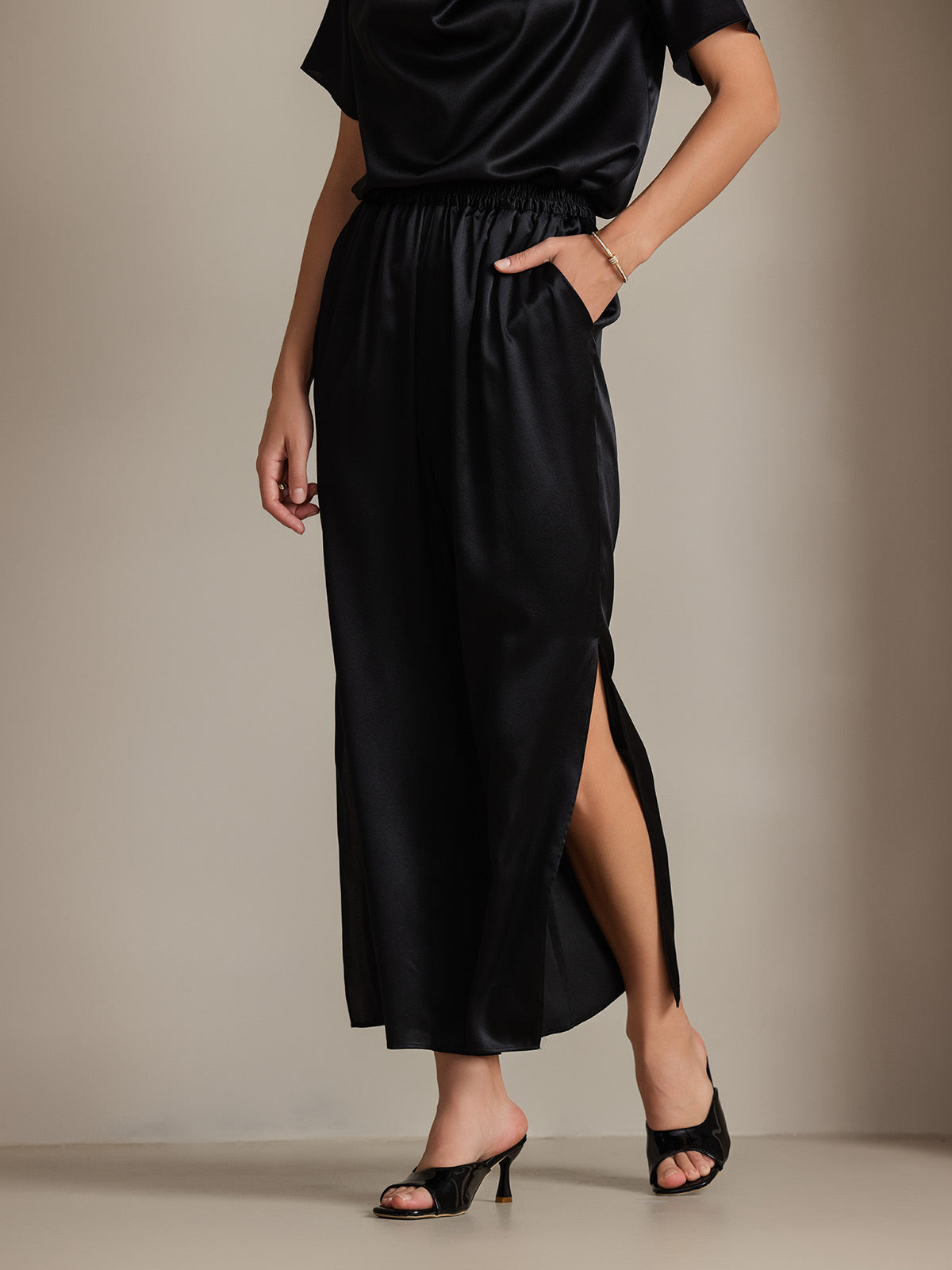 [Black] SilkSilky-UK 19Momme Silk Womens Pants 003