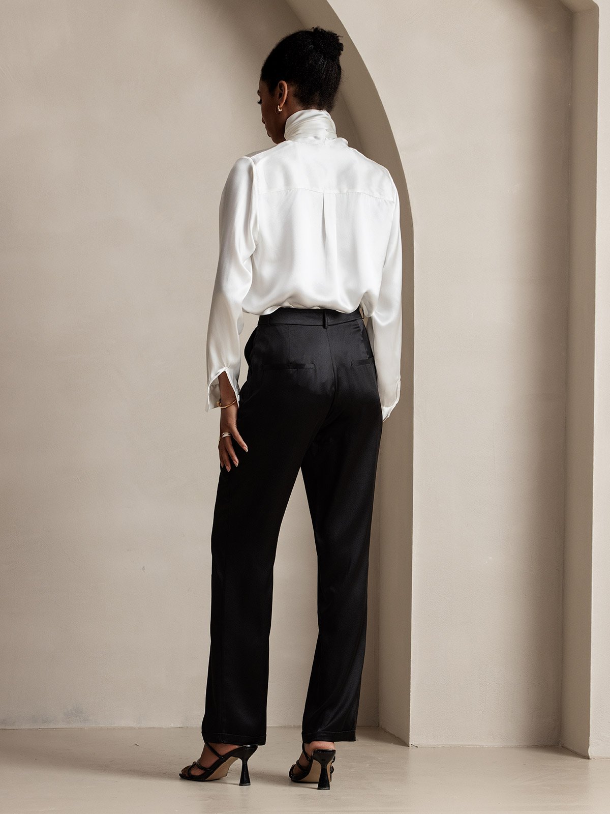 [Black] SilkSilky-UK 19Momme Silk Womens Pants 004