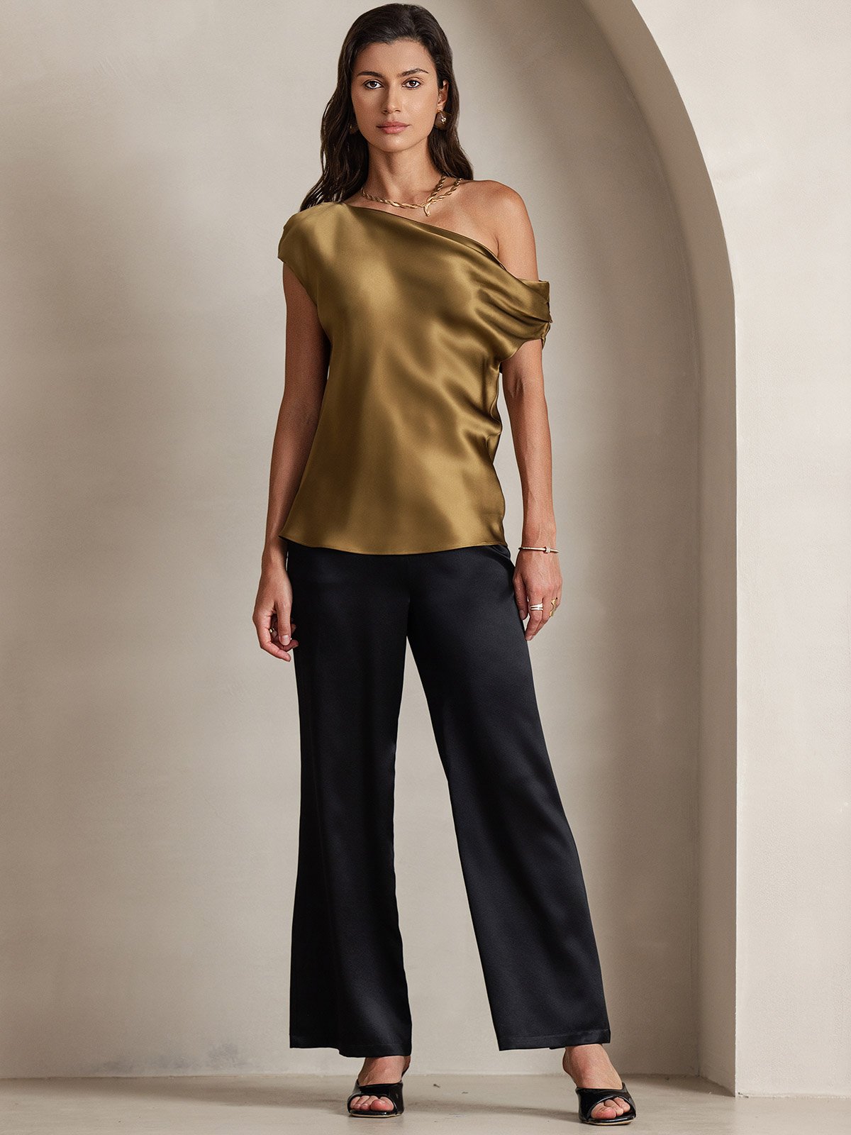 [Black] SilkSilky-UK 19Momme Silk Womens Pants 004
