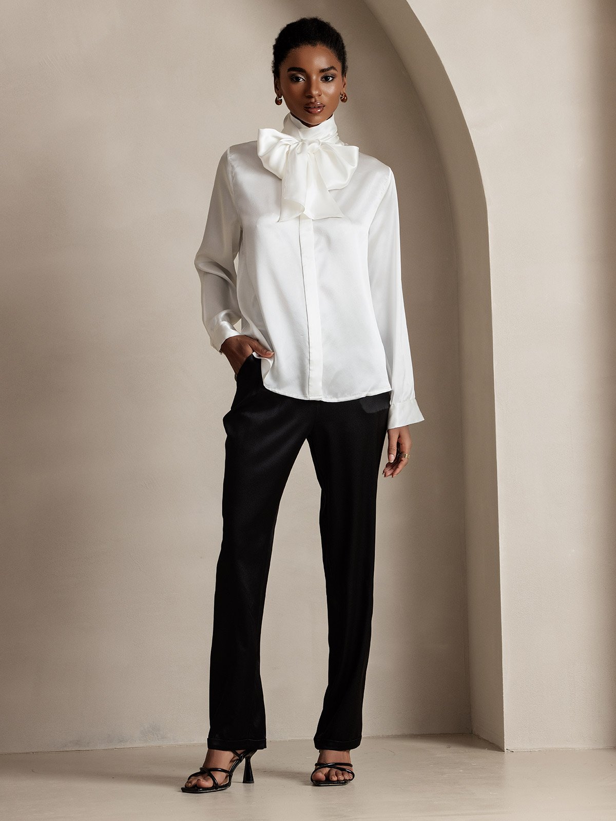[Black] SilkSilky-UK 19Momme Silk Womens Pants 005