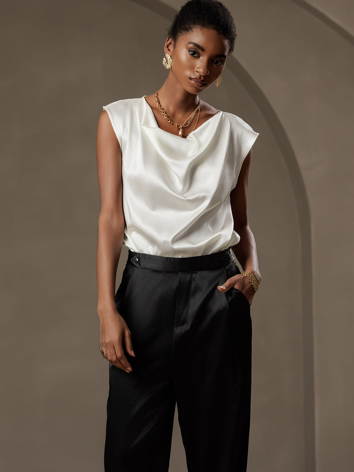 [Black] SilkSilky-UK 19Momme Silk Womens Pants 005