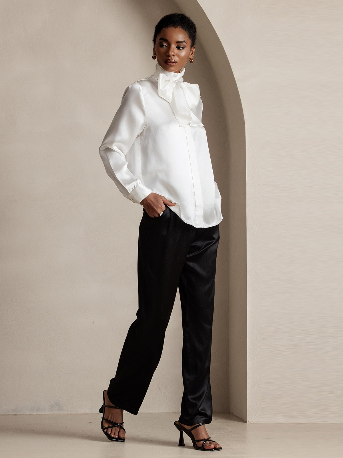 [Black] SilkSilky-UK 19Momme Silk Womens Pants 006