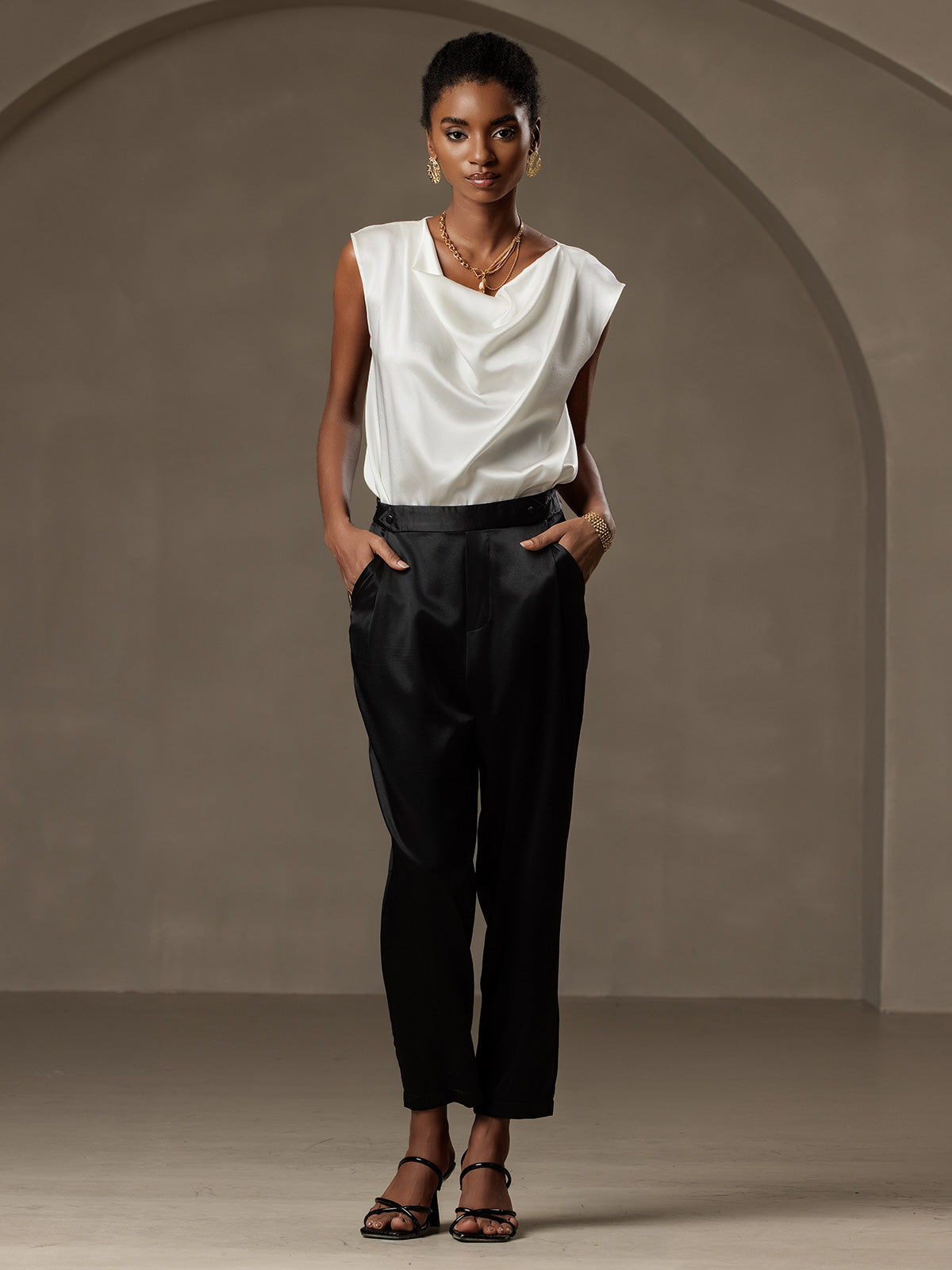 [Black] SilkSilky-UK 19Momme Silk Womens Pants 006