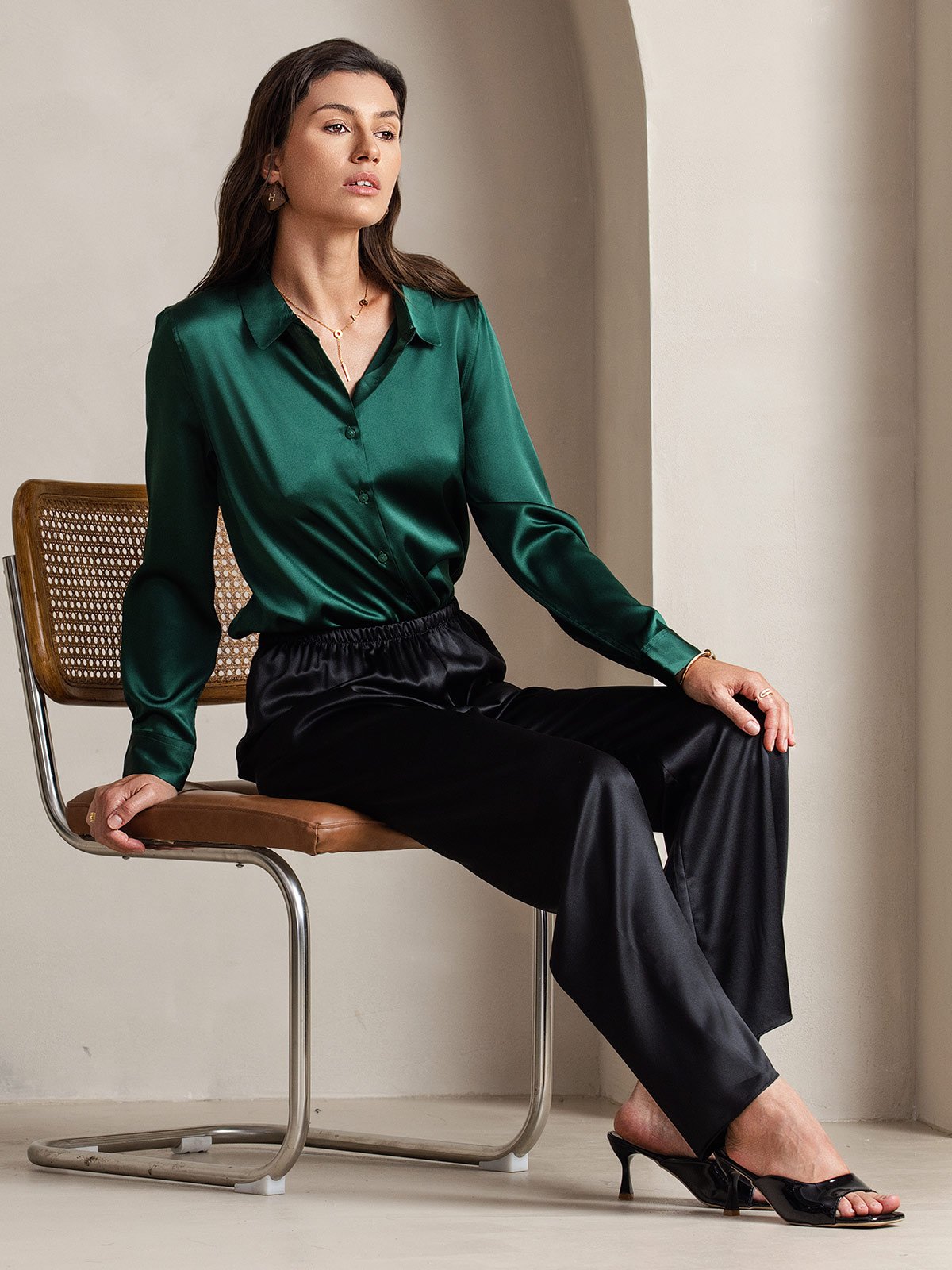 [Black] SilkSilky-UK 19Momme Silk Womens Pants 006