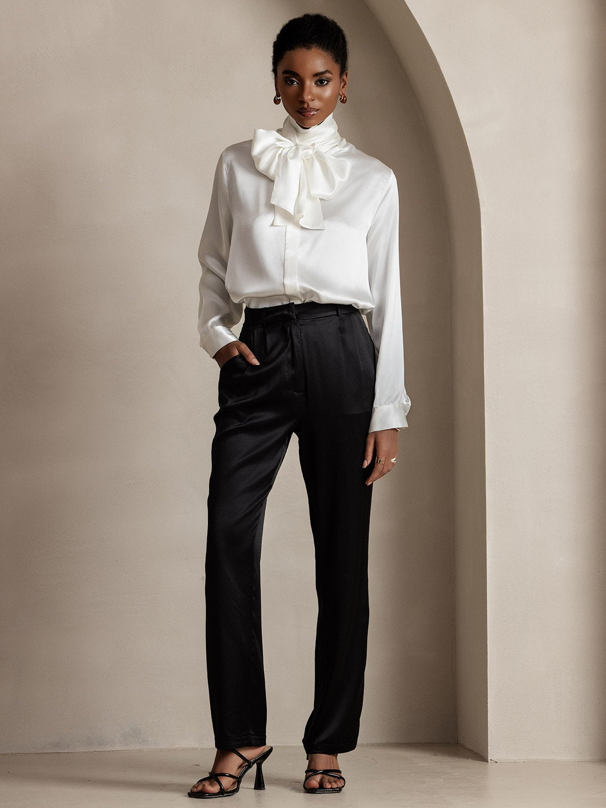 [Black] SilkSilky-UK 19Momme Silk Womens Pants 007