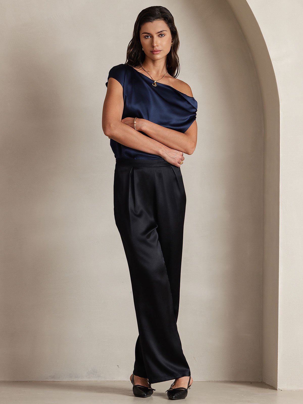 [Black] SilkSilky-UK 19Momme Silk Womens Pants 007