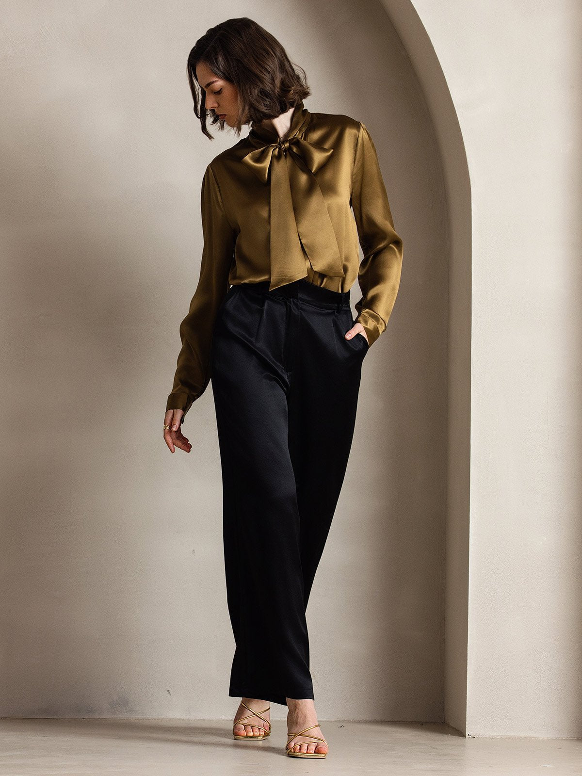 [Black] SilkSilky-UK 19Momme Silk Womens Pants 007