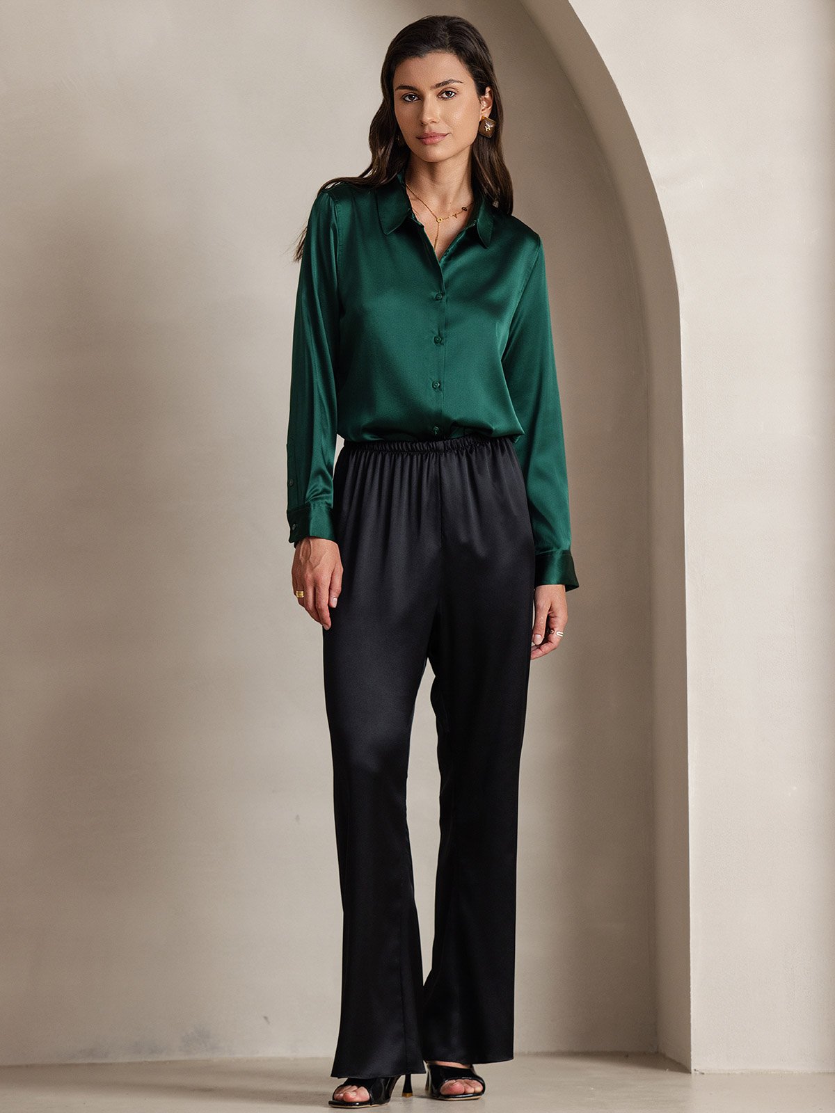 [Black] SilkSilky-UK 19Momme Silk Womens Pants 007