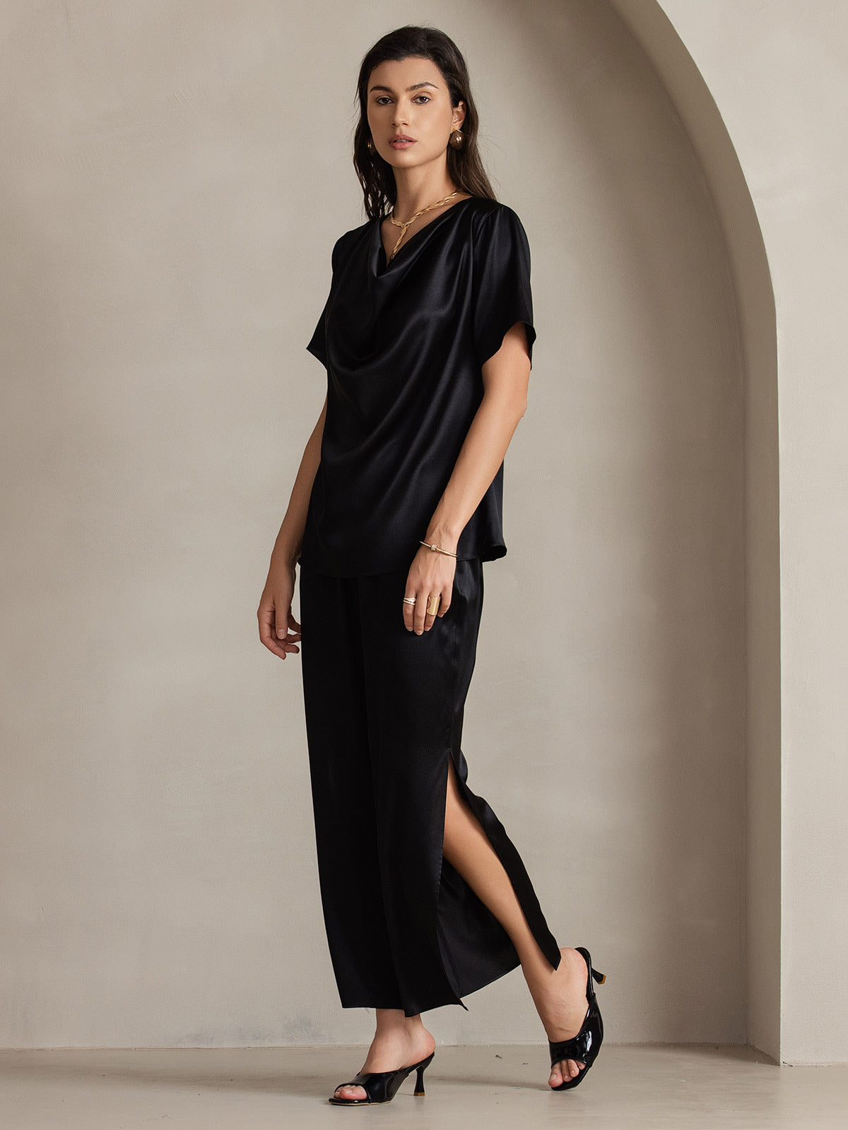[Black] SilkSilky-UK 19Momme Silk Womens Pants 008