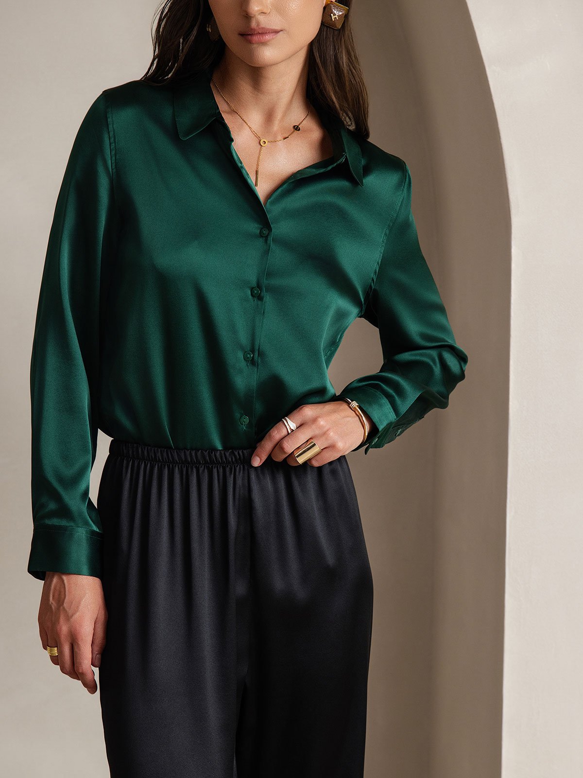 [Black] SilkSilky-UK 19Momme Silk Womens Pants 008